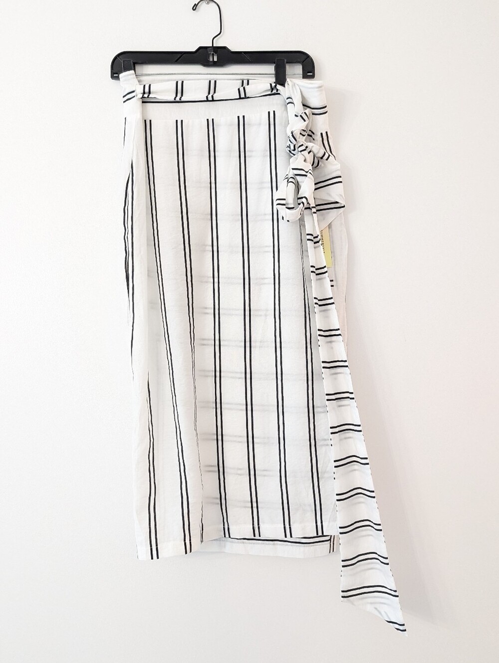 summersalt White Wrap Midi Skirt with Black Stripes